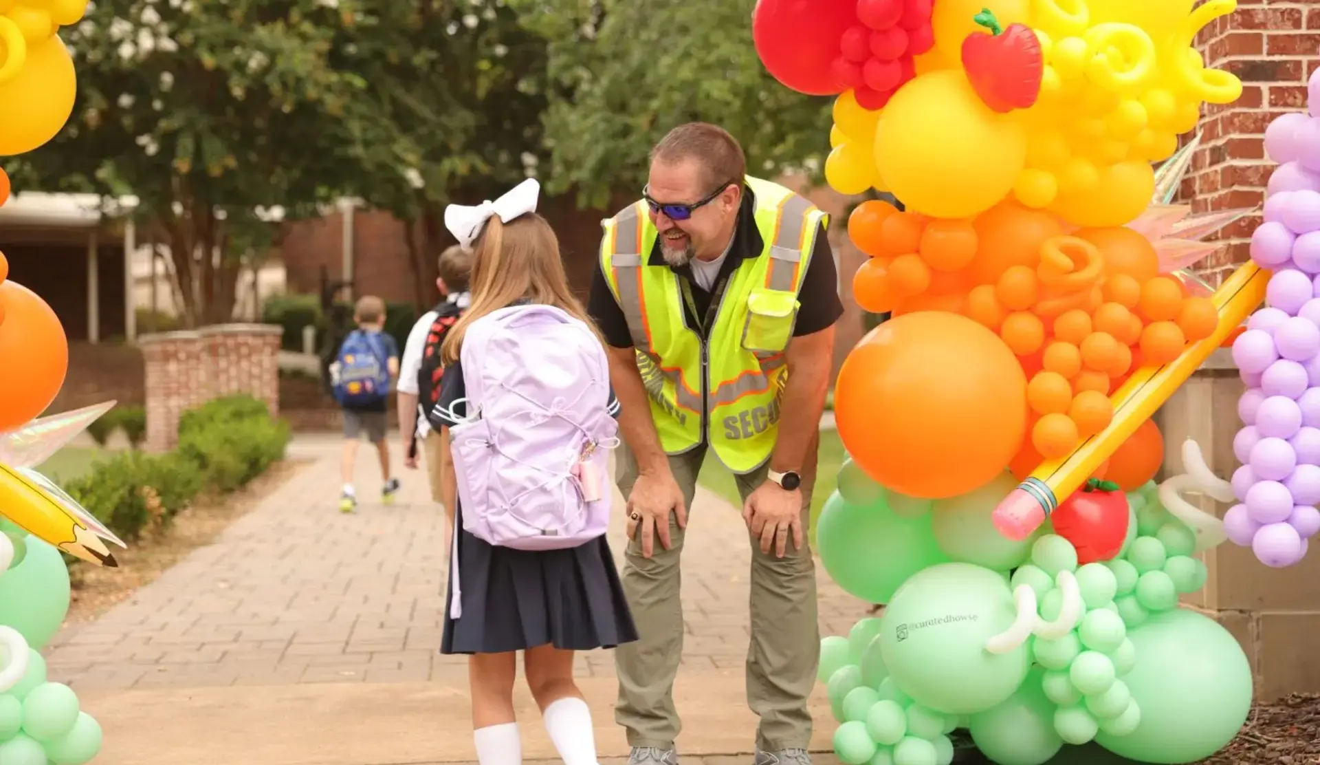 Students arriving at school