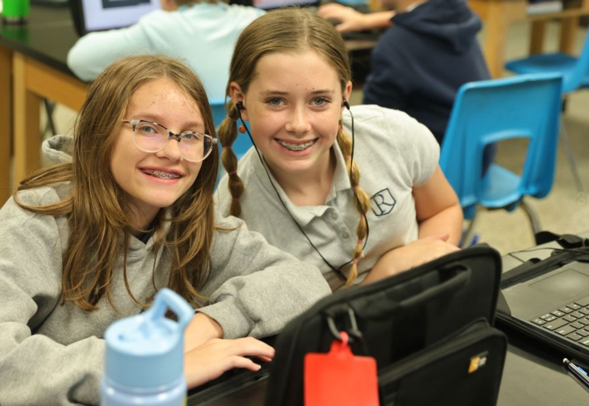 Middle school students in class