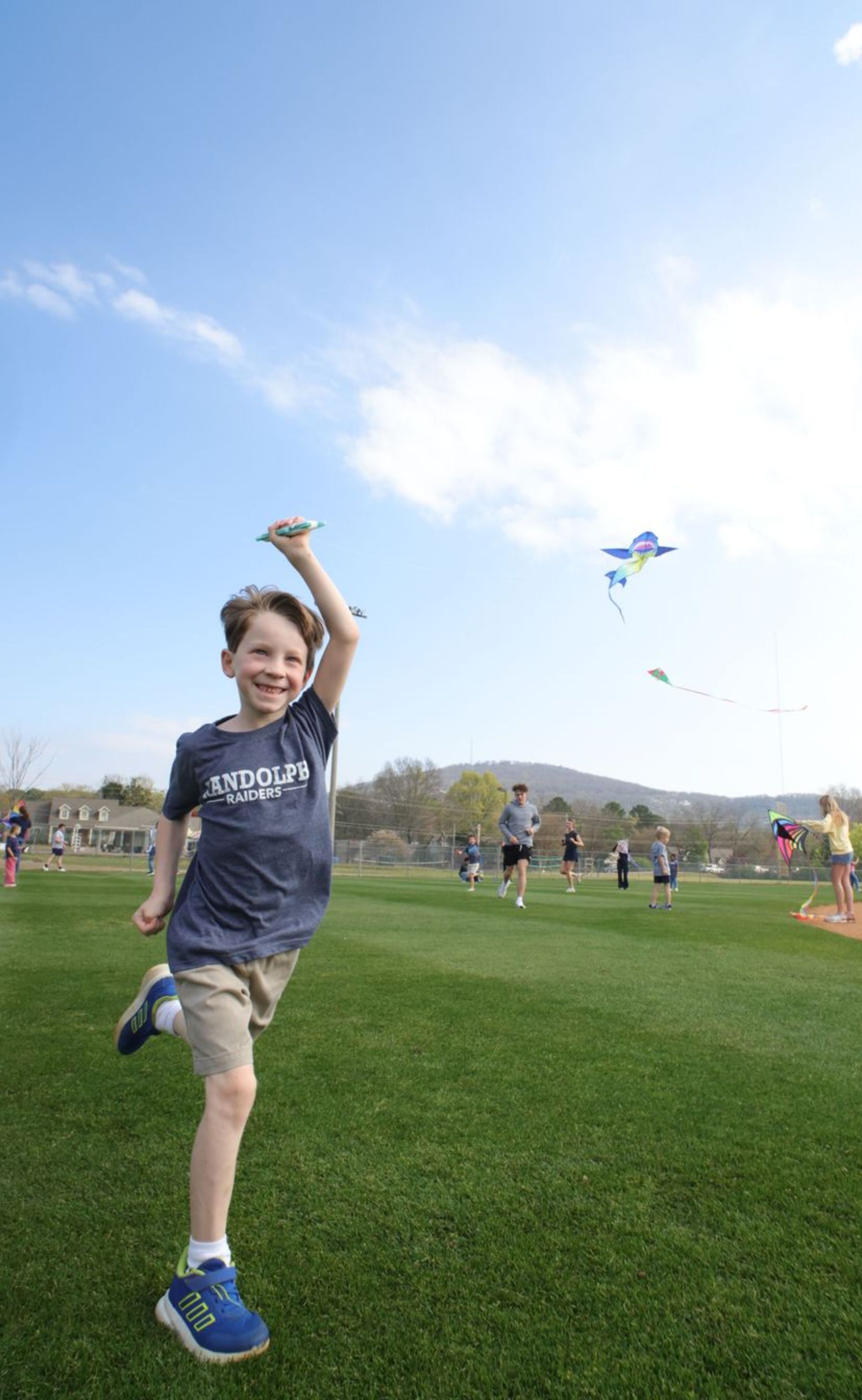 Student flying a kite