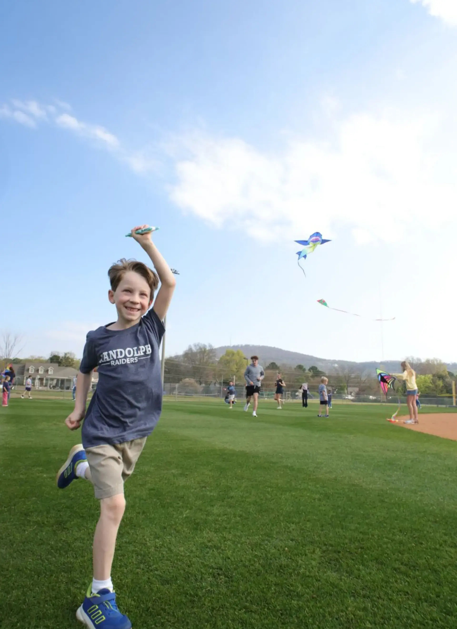 Student flying a kite