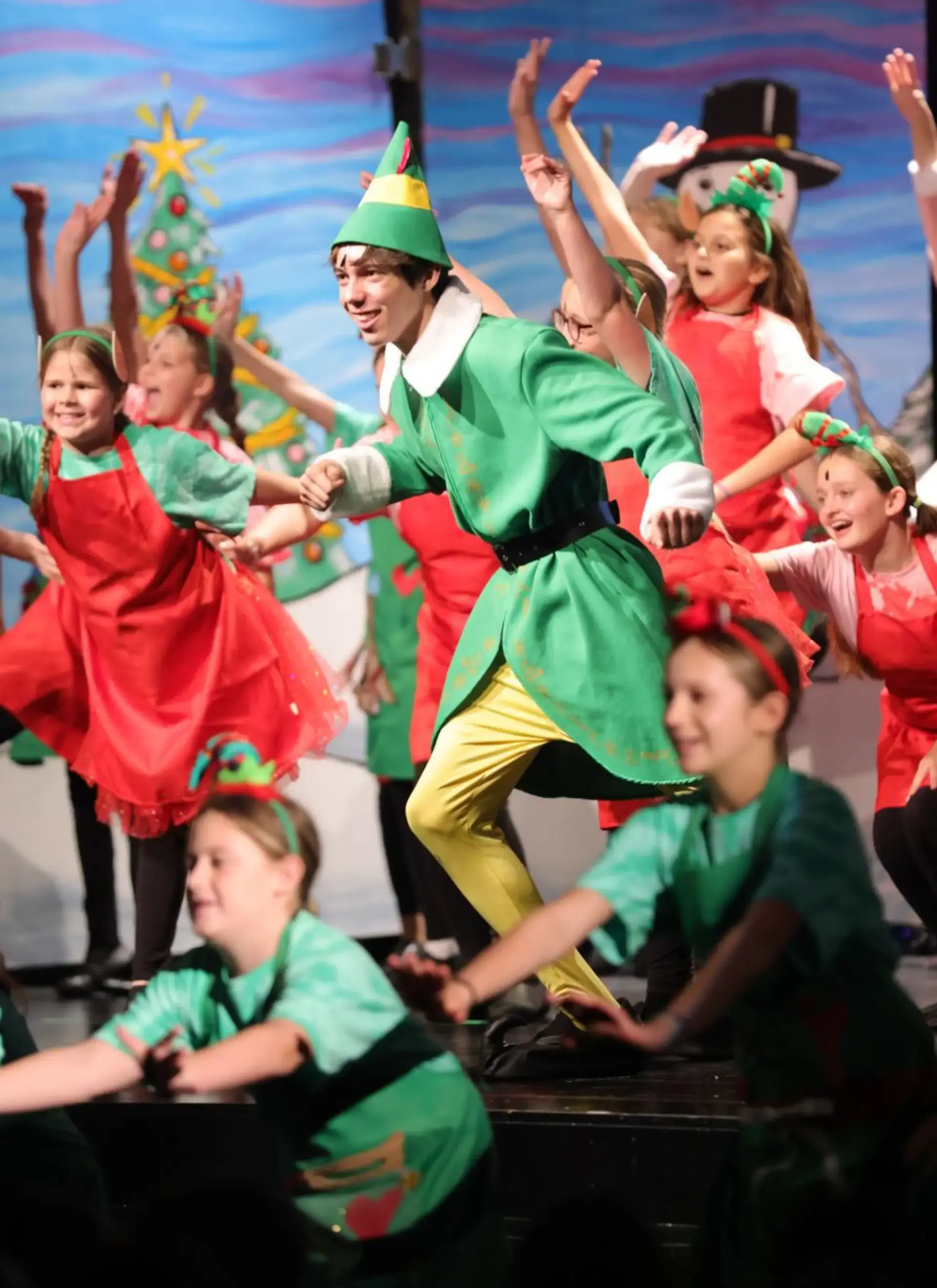 Students performing on a stage production at Randolph school