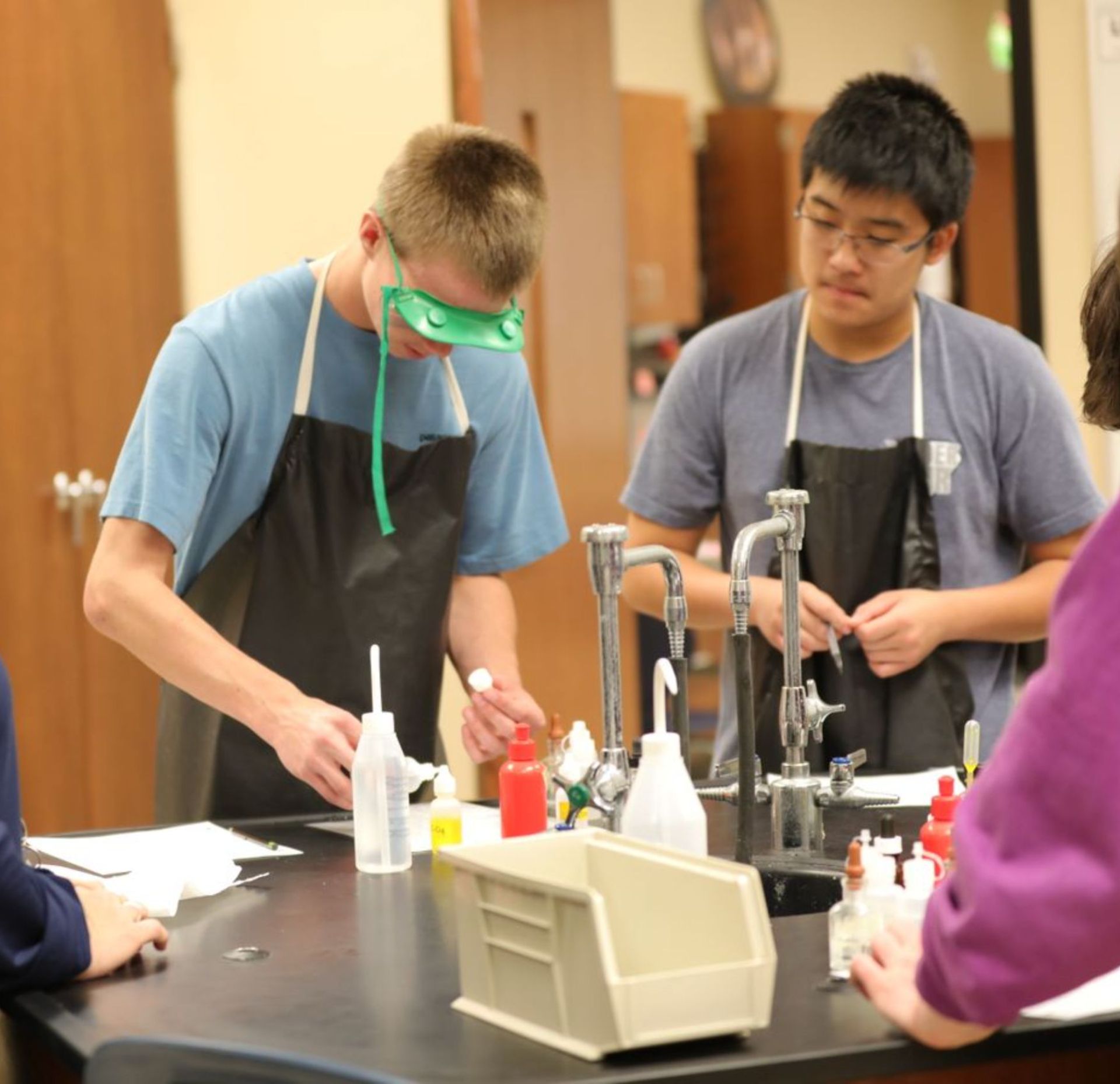 Students engaging on a science activity in the lab