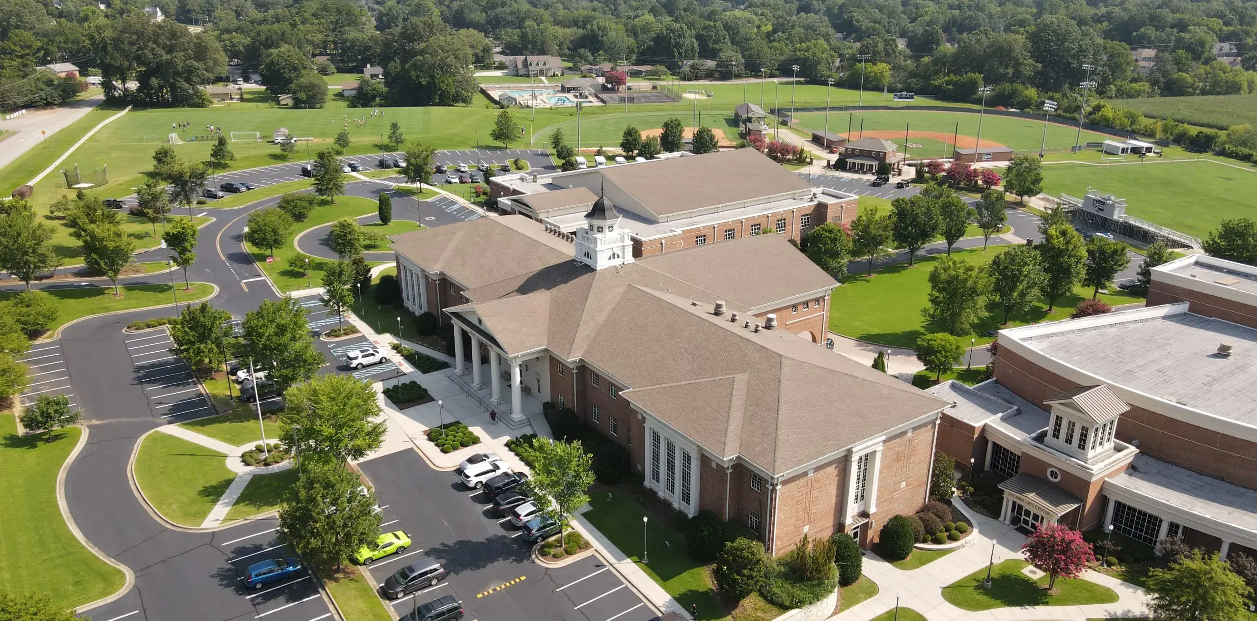 aerial shot of the Randolph School building