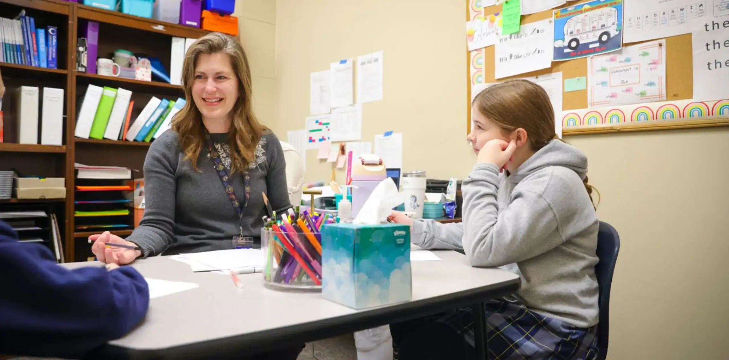 Students learning during tutoring lesson