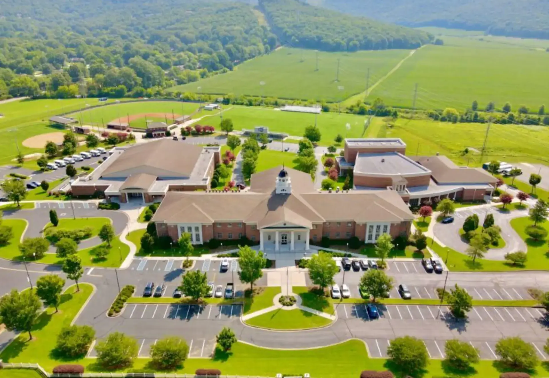 Aerial view of Randolph school campus