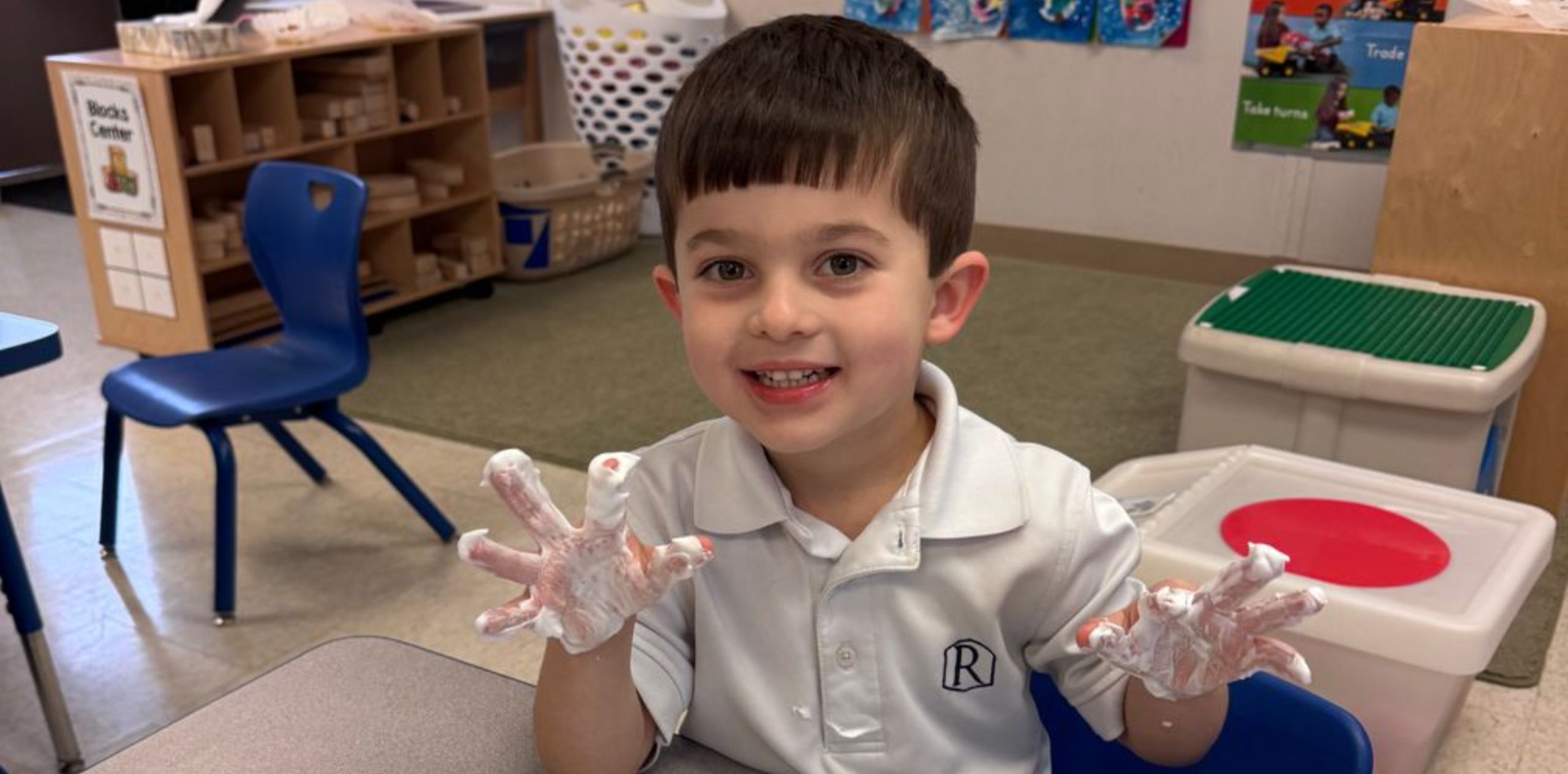 Student participating on a sensory activity
