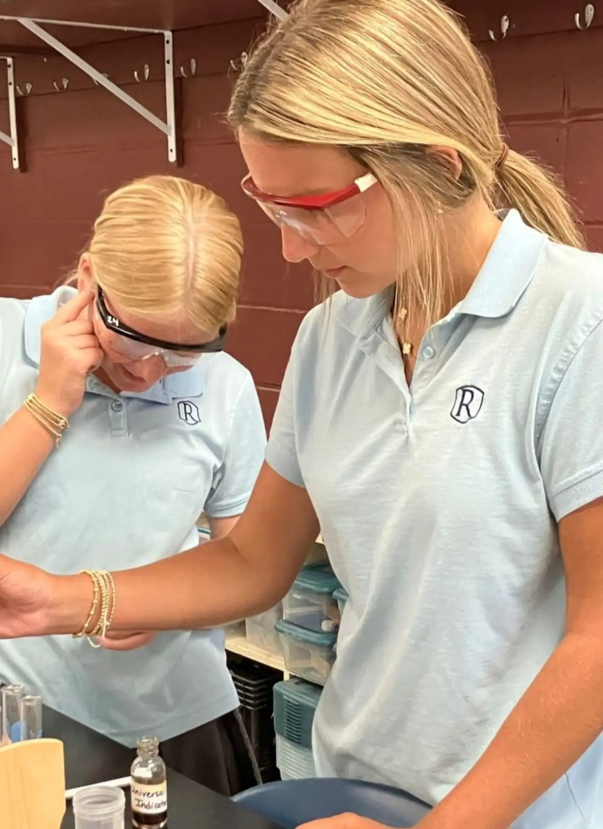 middle school students in science class